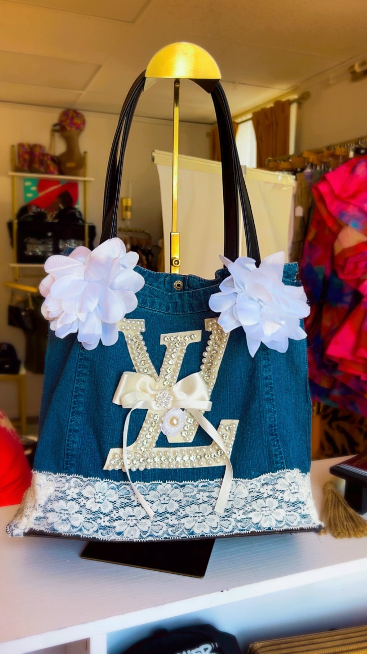 Southern Belle Luxe Denim Tote