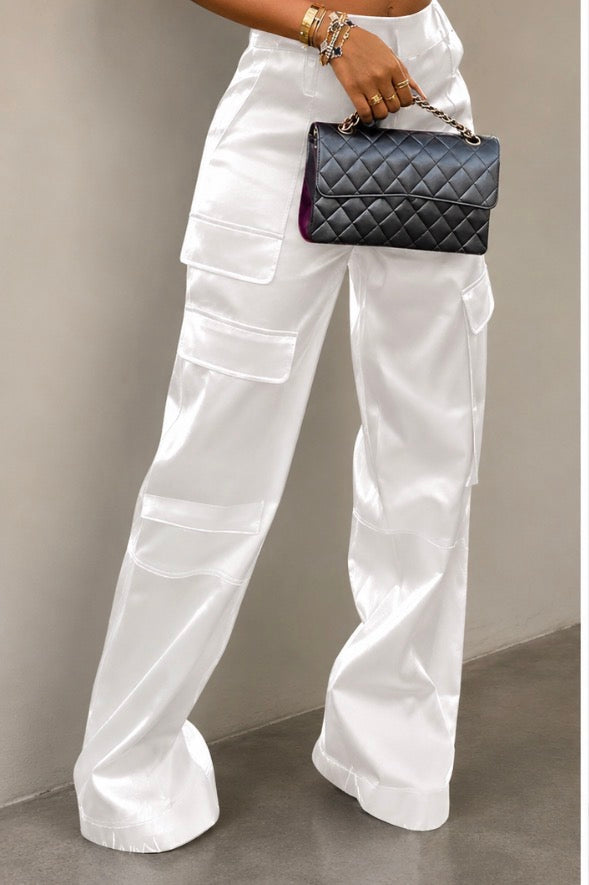 Satin Cargo Pants