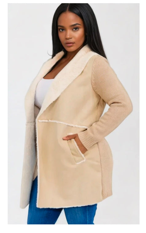 Plus Size Open Front Coat
