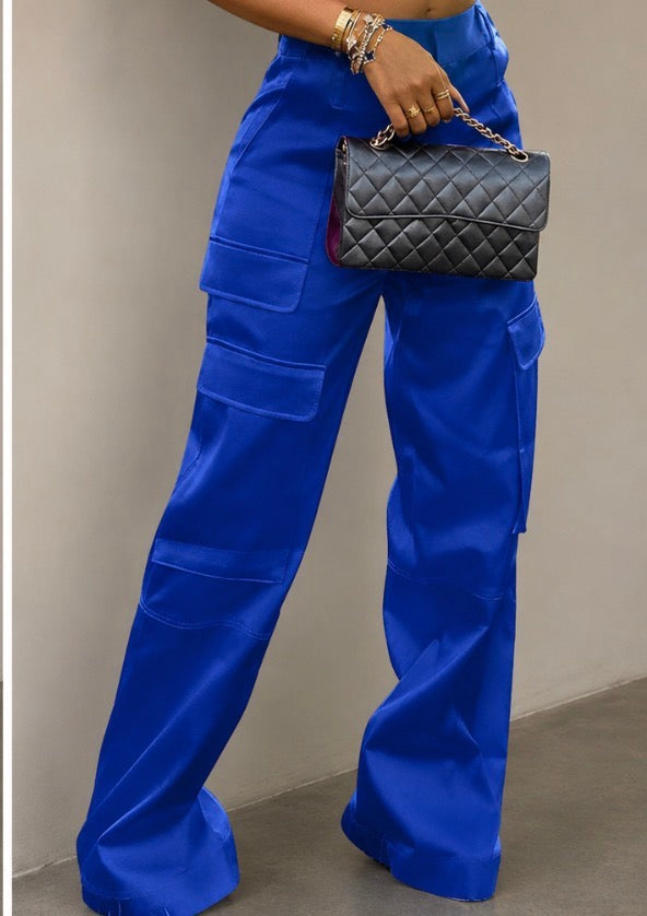 Satin Cargo Pants