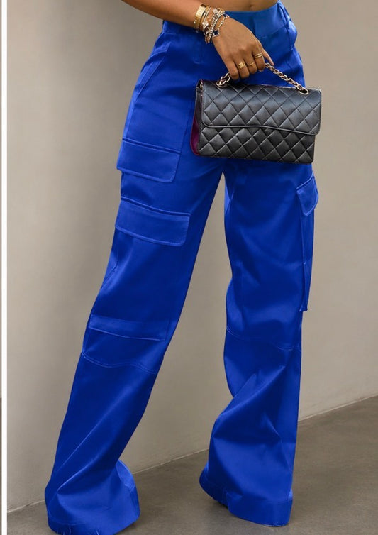 Satin Cargo Pants
