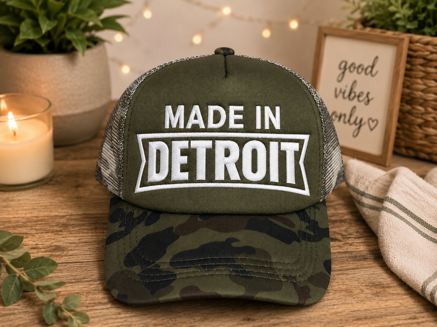 Made In Detroit Embroidered Trucker Hat