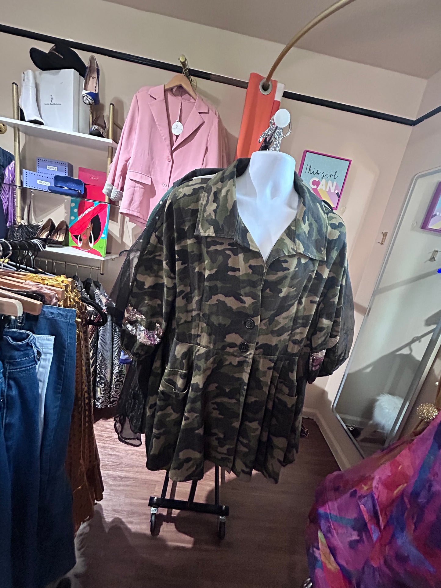 Army fatigue Glitter Jacket