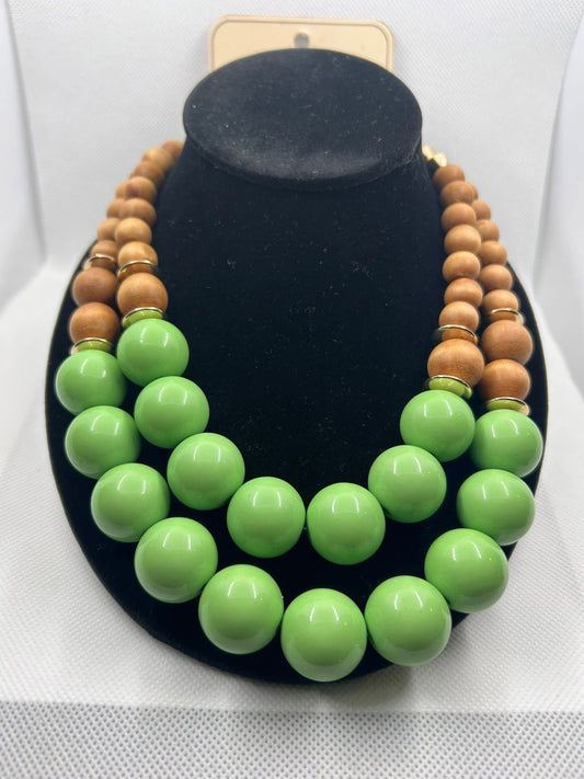 : Lime Glow Beaded Necklace