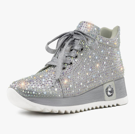 Silver Rhinestone High-Top Sneaker