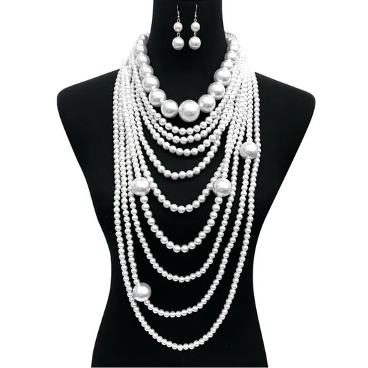 Long White Pearl Necklace
