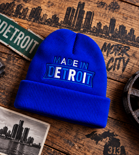 Detroit Blue Cuff Beanie