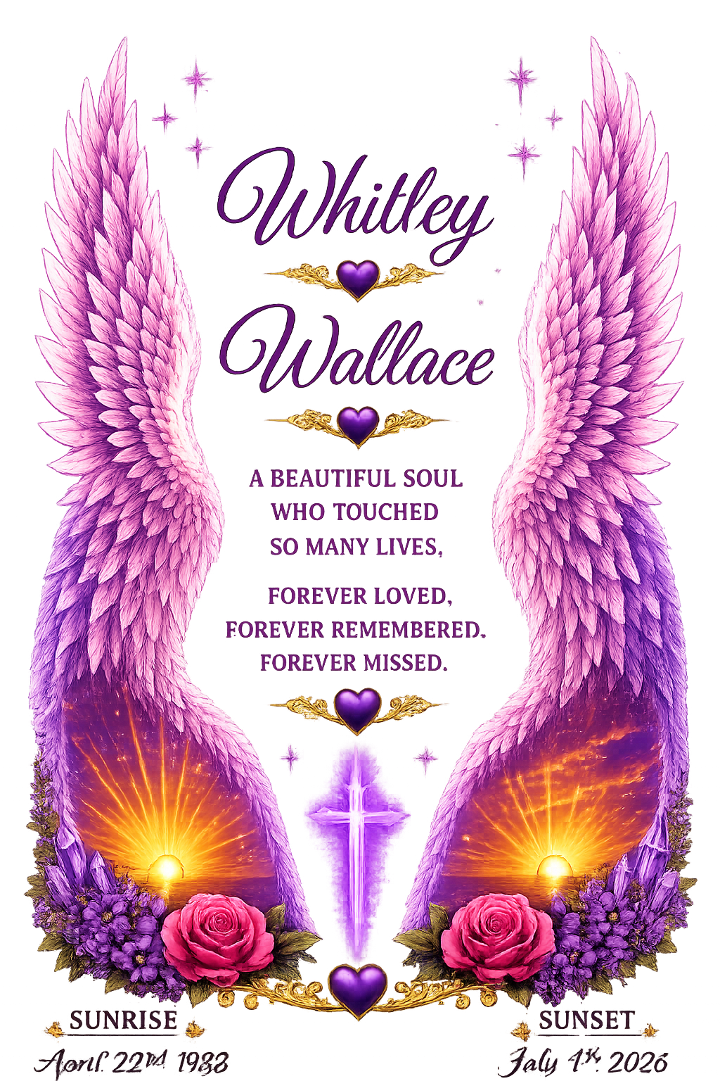 In Loving Memory of Whitley Wallace ( Front /Back)